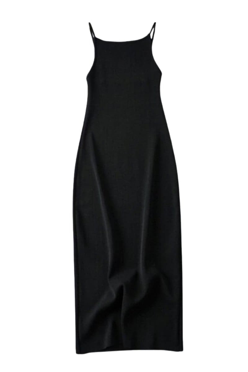 Bodycon Midi Dress - Black / S
