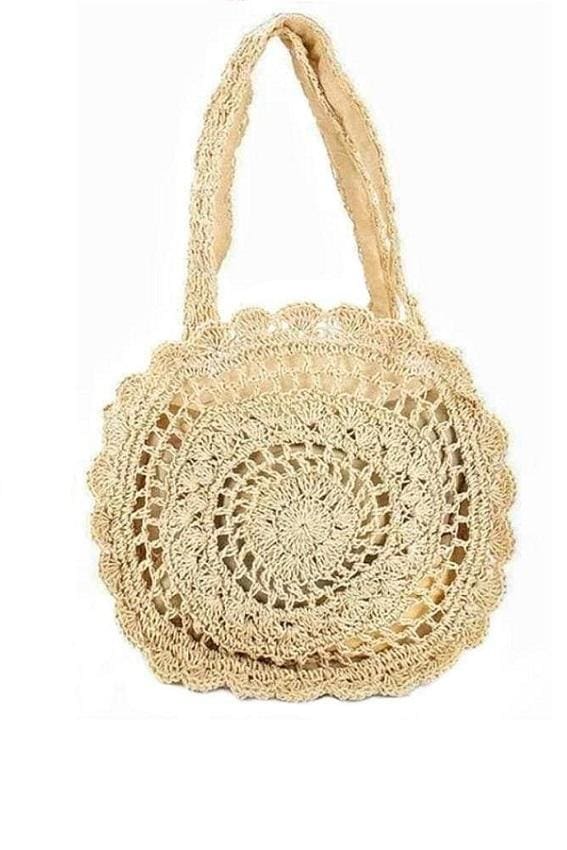 Knitted Round Beach Tote - Sand