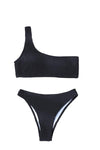 One Shoulder Bikini Swimsuit - Black / L
