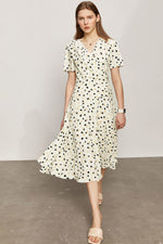 Polka Dot Midi Dress - Ivory / S