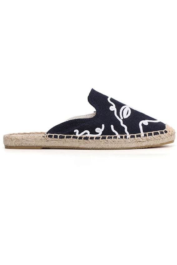 Abstract Face Espadrille Slippers - Navy / US 5 | EU 35