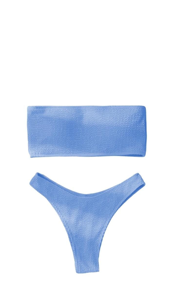 Bandage Bikini Swimsuit - Blue / S