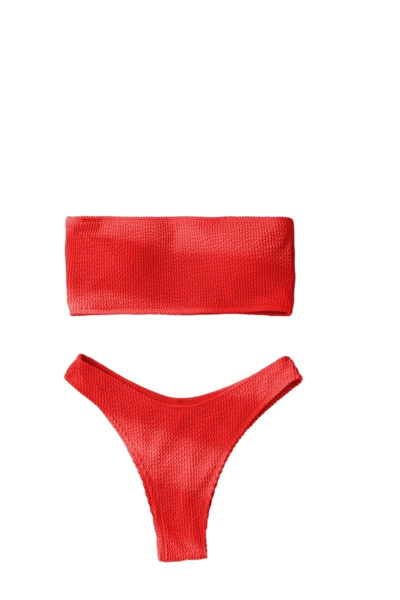 Bandage Bikini Swimsuit - Red / S