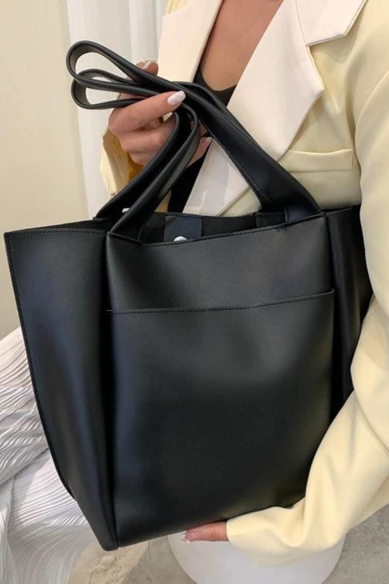Faux Leather Minimal Tote Bag