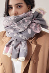 Floral Print Two-Tone Scarf