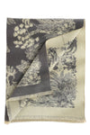 Floral Print Two-Tone Scarf - Grey