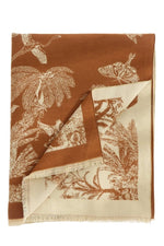Floral Print Two-Tone Scarf - Tan