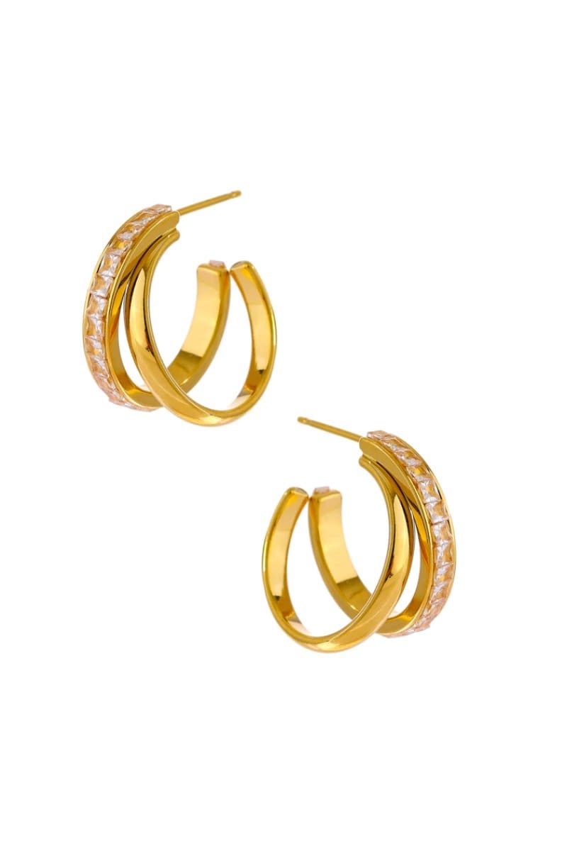 Double Half Hoop Earrings - Gold