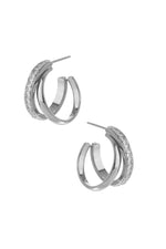 Double Half Hoop Earrings - Steel