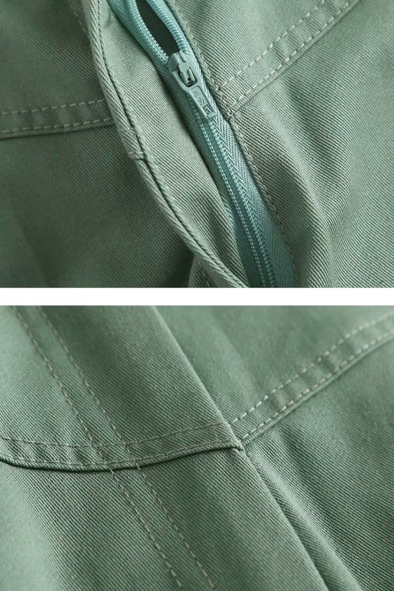 Green Front Slit Midi Skirt