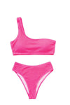 One Shoulder Bikini Swimsuit - Rose / XL
