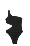 One Shoulder Cut Out Swimsuit - Black / S