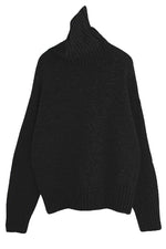 Oversize Roll Neck Sweater - One Size / Y816-Black