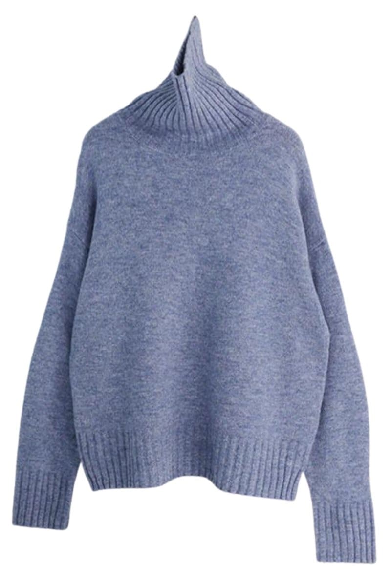 Oversize Roll Neck Sweater - One Size / Y816-Sky Blue