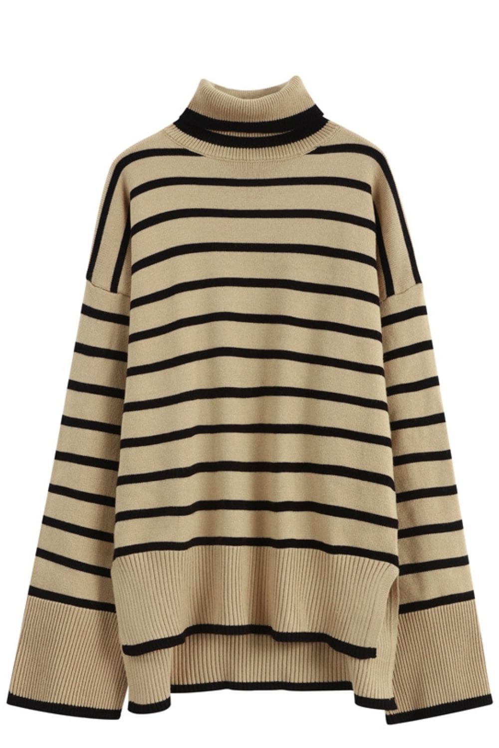 Oversized Stripe Pullover - Khaki / S