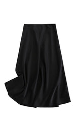 Satin Midi Skirt - Black / S