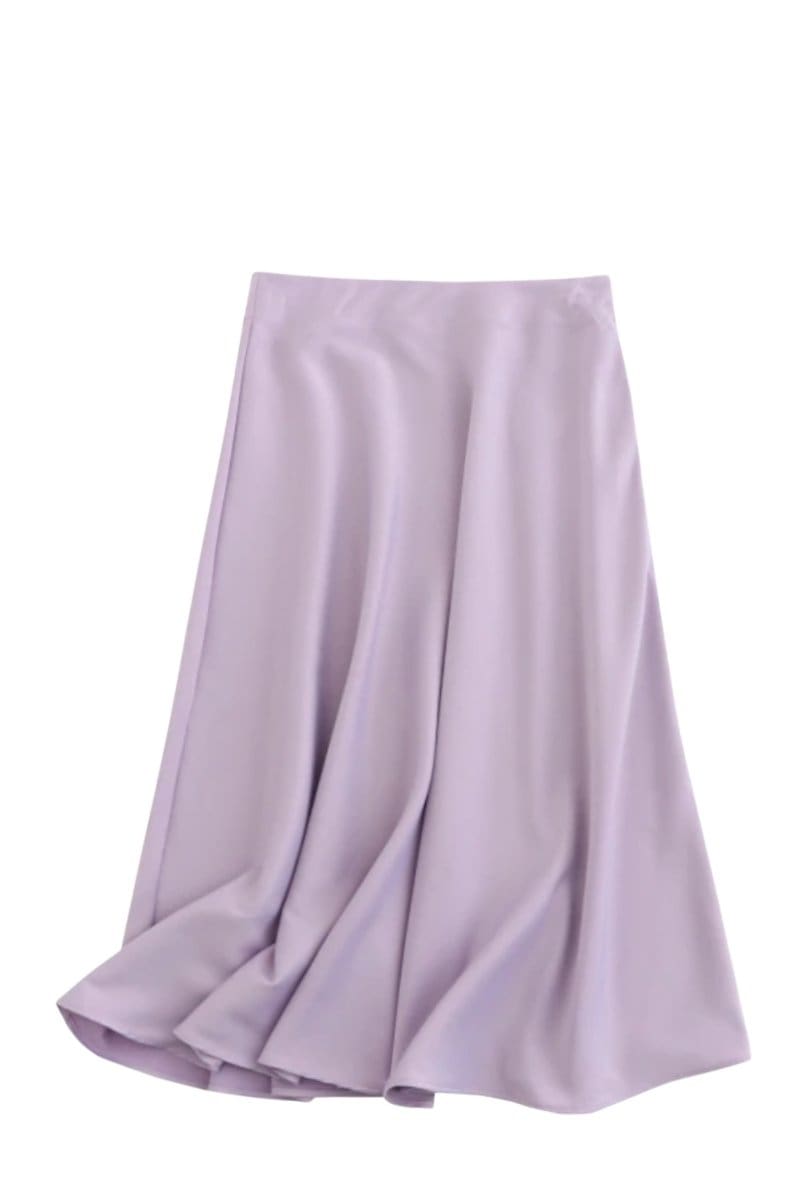 Satin Midi Skirt - Lavender / S