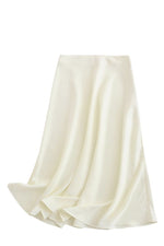 Satin Midi Skirt - White / S