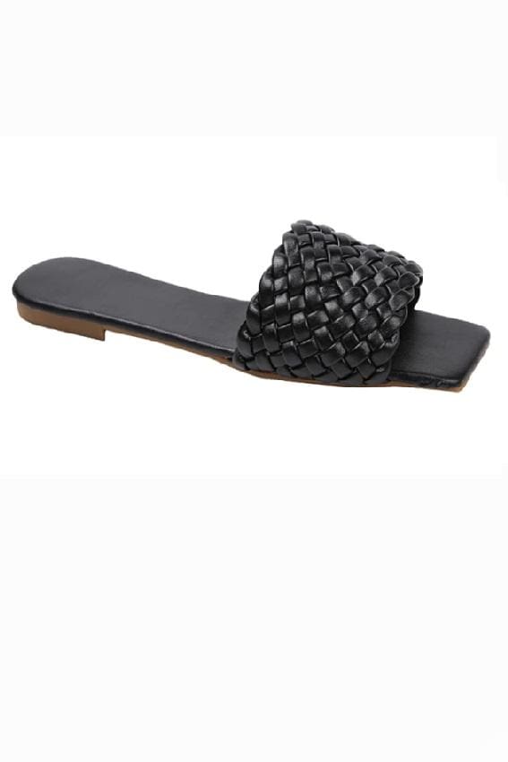 Braided Slide Sandals - Black / 35