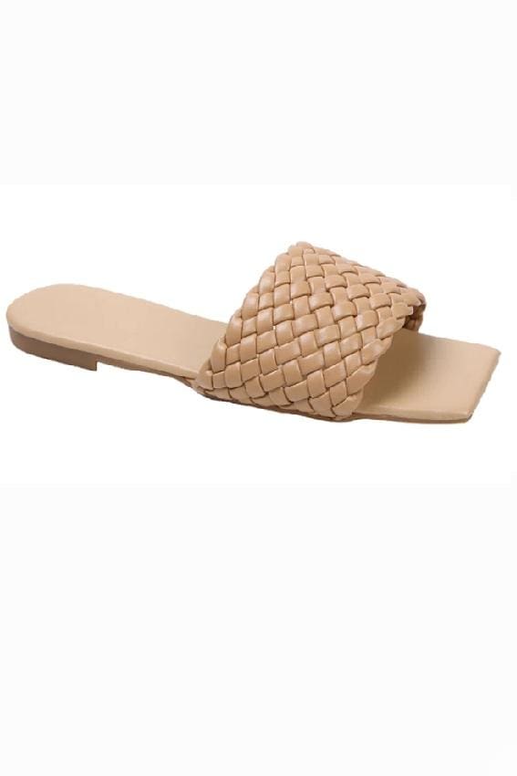 Braided Slide Sandals - Nude / 35
