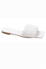 Braided Slide Sandals - White / 35
