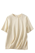 Solid Cotton T-Shirt Short - Cream / S