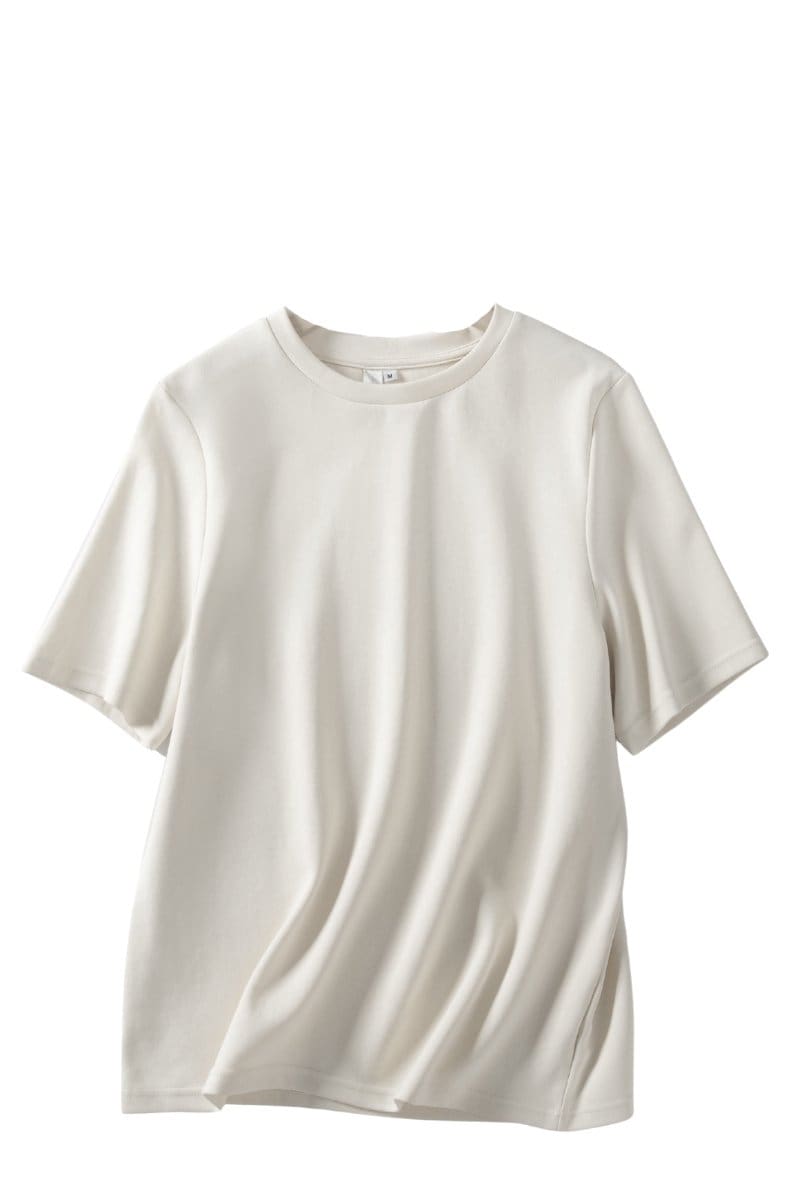Solid Cotton T-Shirt Short - White / S